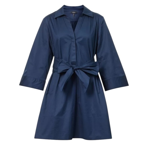 ME+EM NWT Belted Cotton Poplin Swing Dress in Navy Eclipse 14 - Picture 4 of 16